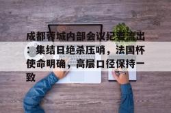 包含成都蓉城内部会议纪要流出：集结日绝杀压哨，法国杯使命明确，高层口径保持一致的词条九游下载